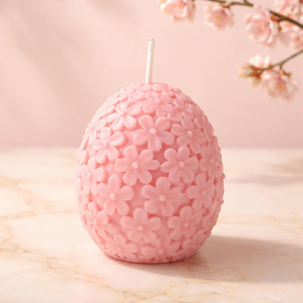 Floral Egg Soy Candle – 2.5 oz | Spring Decorative Candle