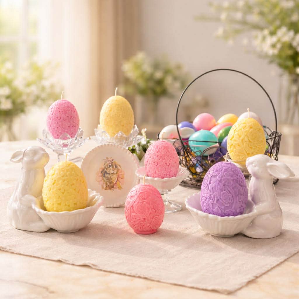 Floral Egg Soy Candle – 2.5 oz | Spring Decorative Candle